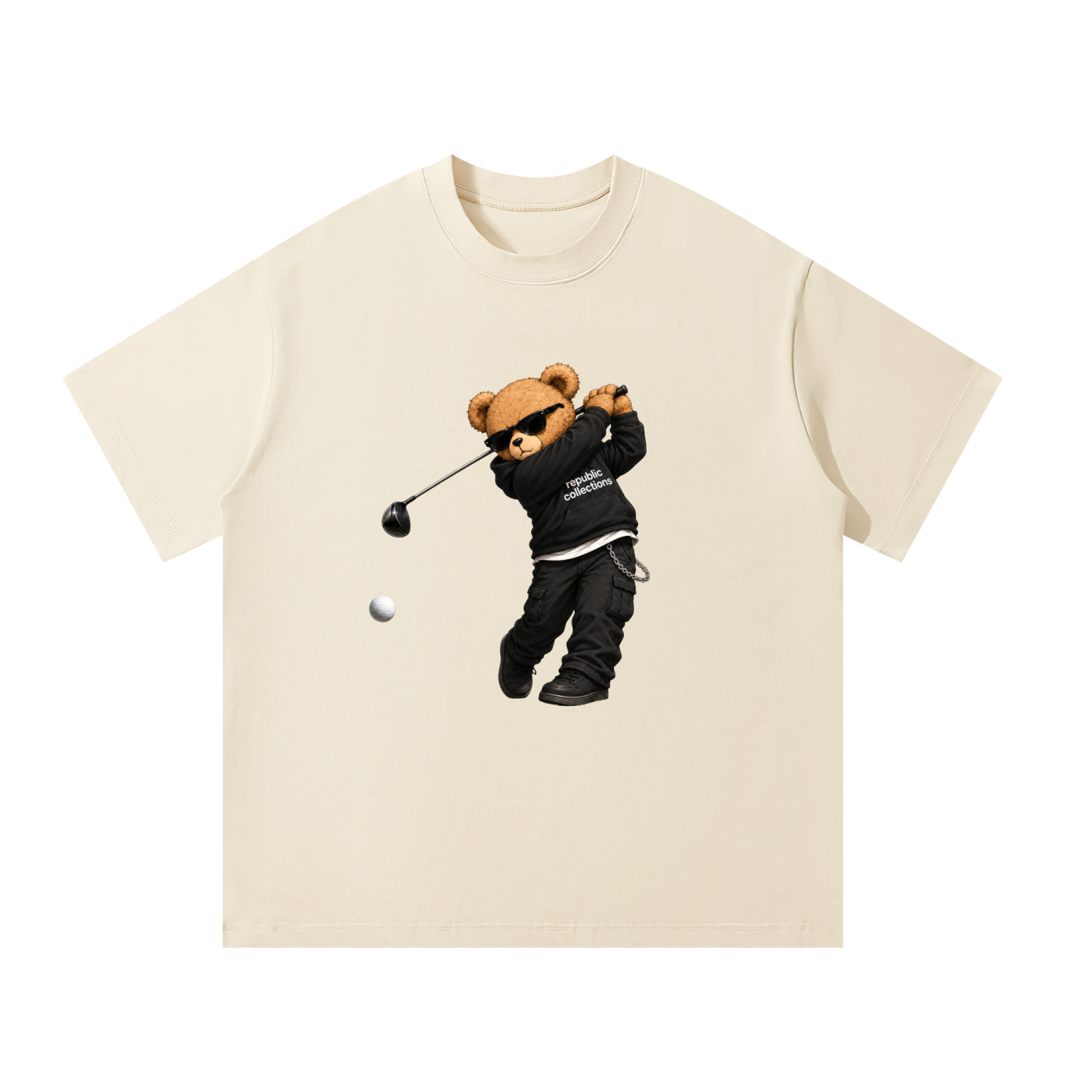 Graphic Golfer Bear Oversized T-Shirt