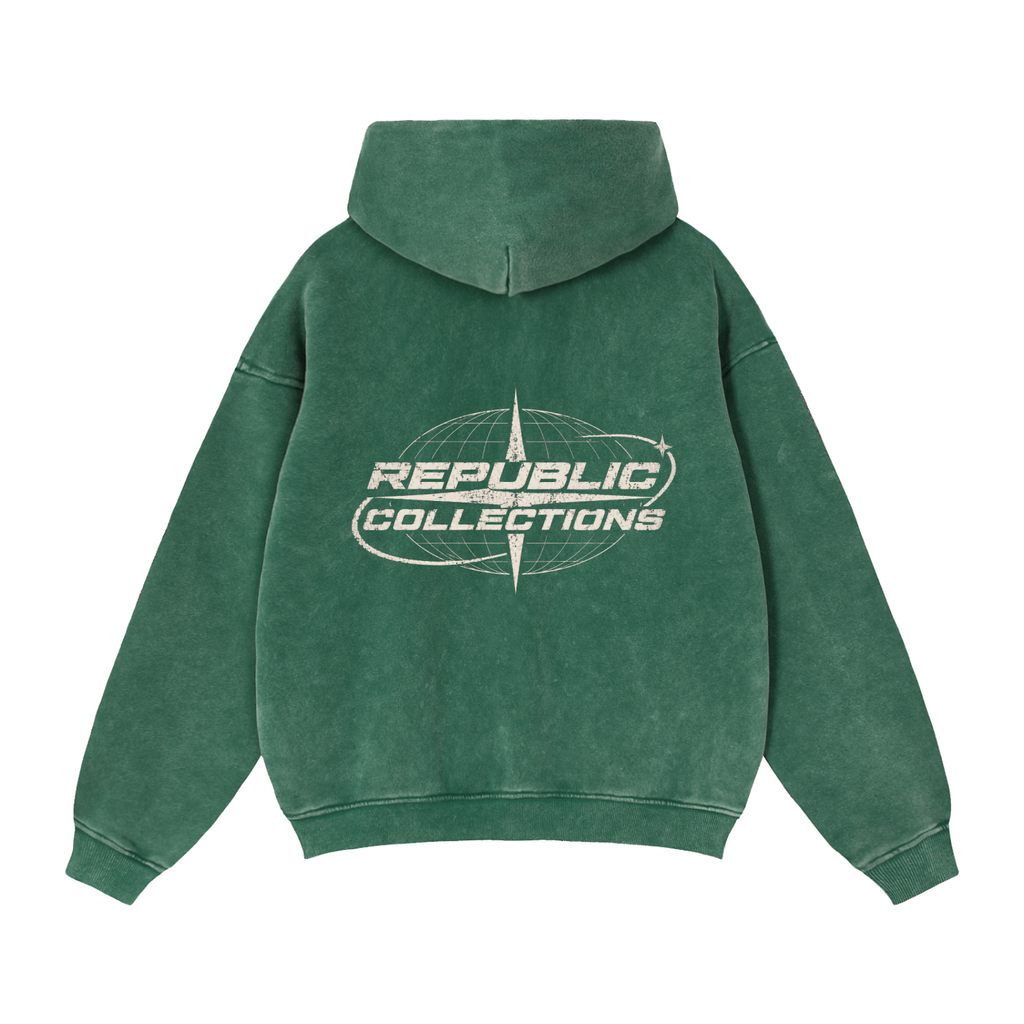 Graphic Globe Logo Boxy Zip-Through Hoodie