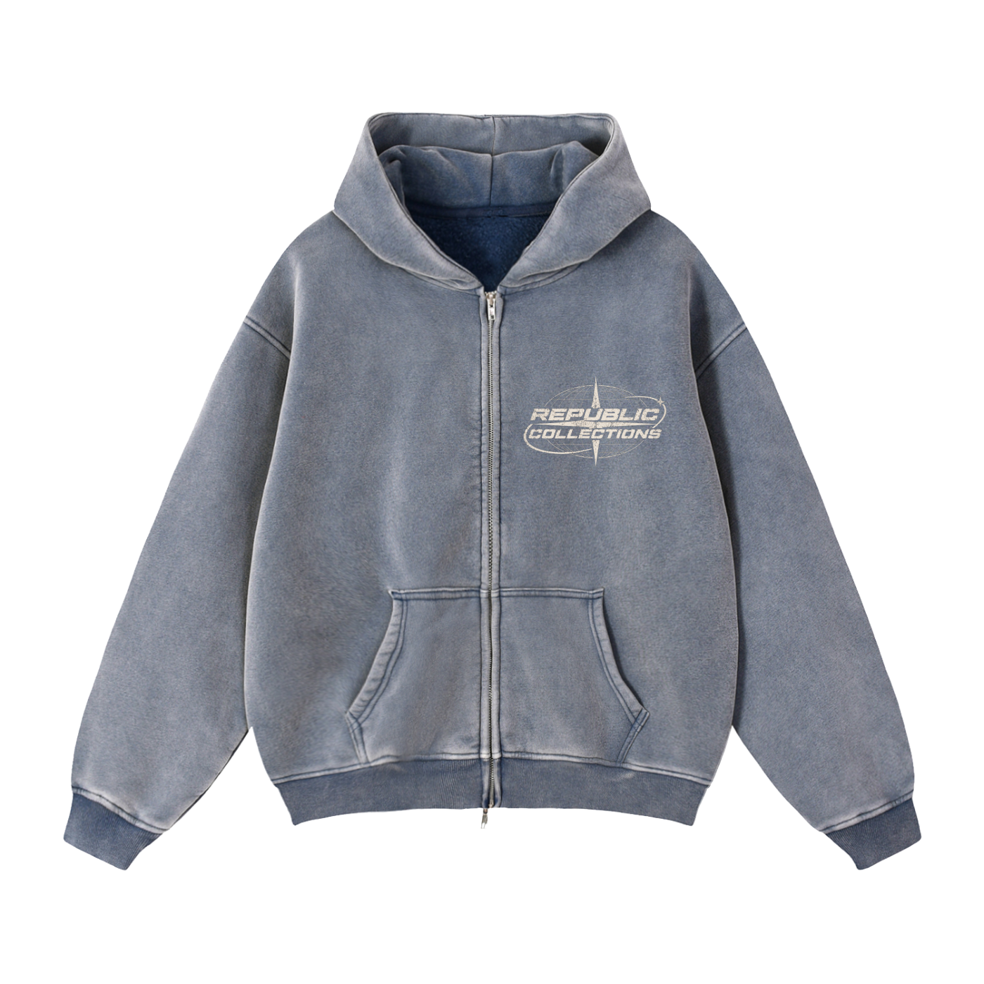 Graphic Globe Logo Boxy Zip-Through Hoodie
