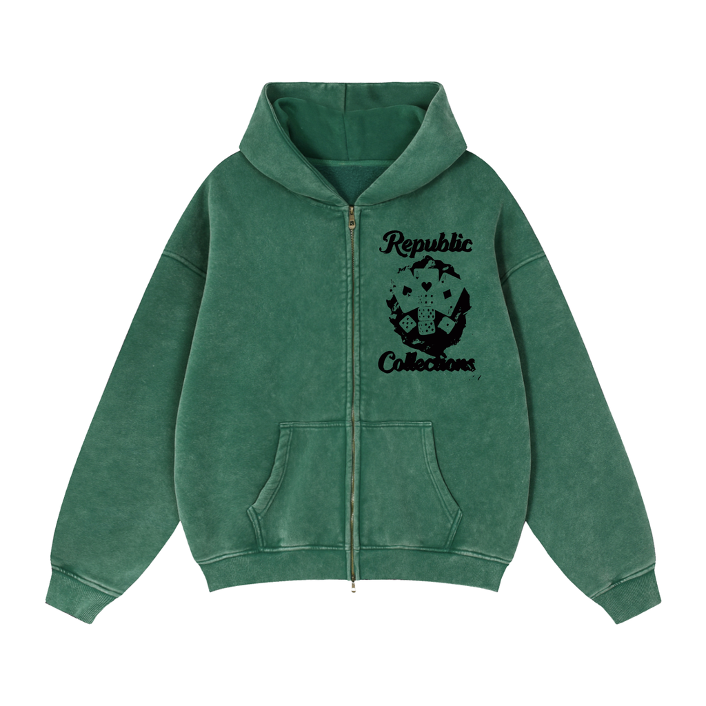 Card Collection Zip Boxy Hoodie