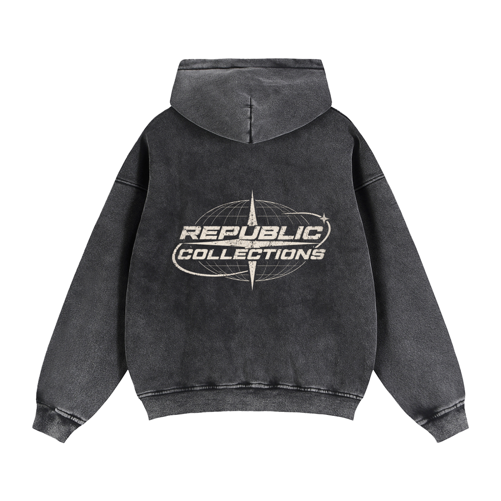 Graphic Globe Logo Boxy Zip-Through Hoodie