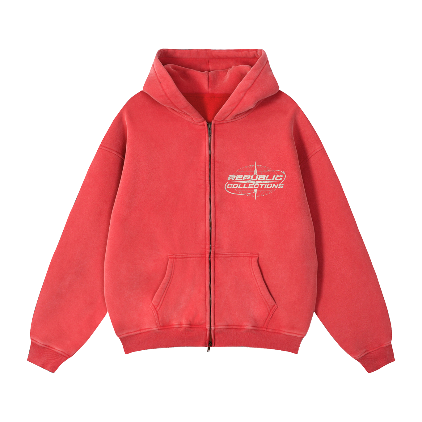 Graphic Globe Logo Boxy Zip-Through Hoodie