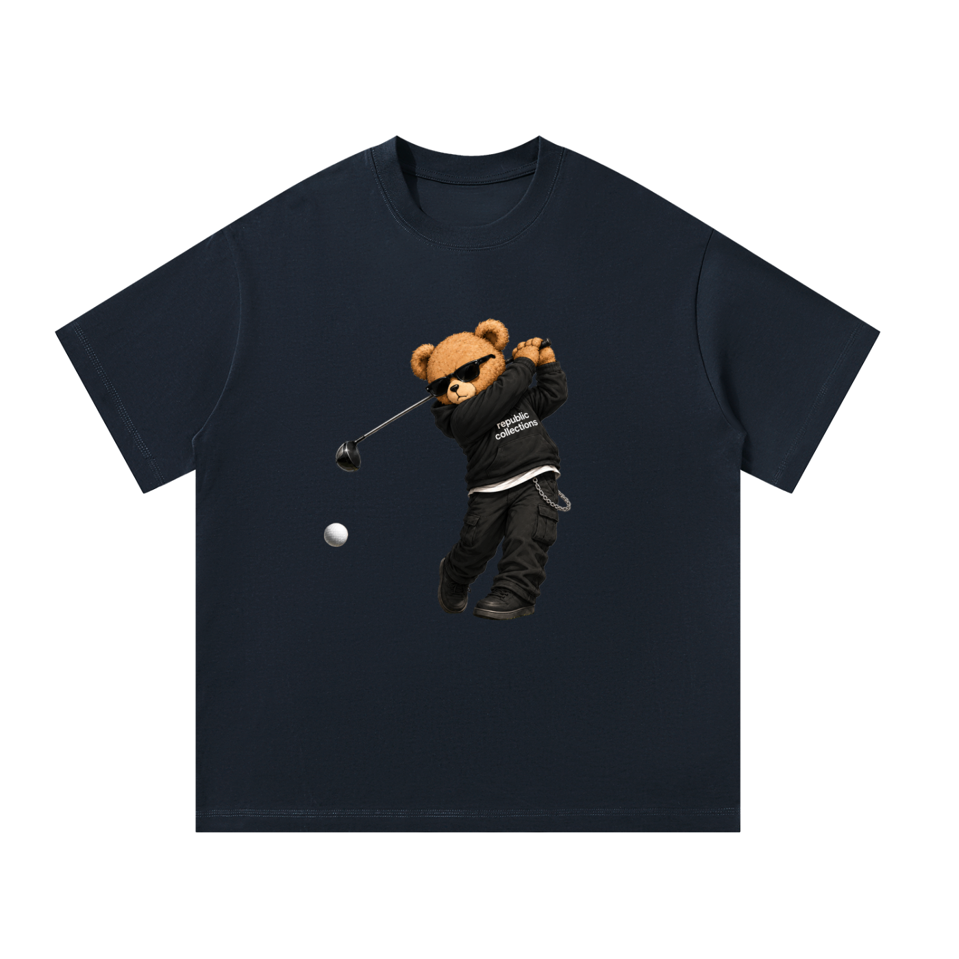 Graphic Golfer Bear Oversized T-Shirt