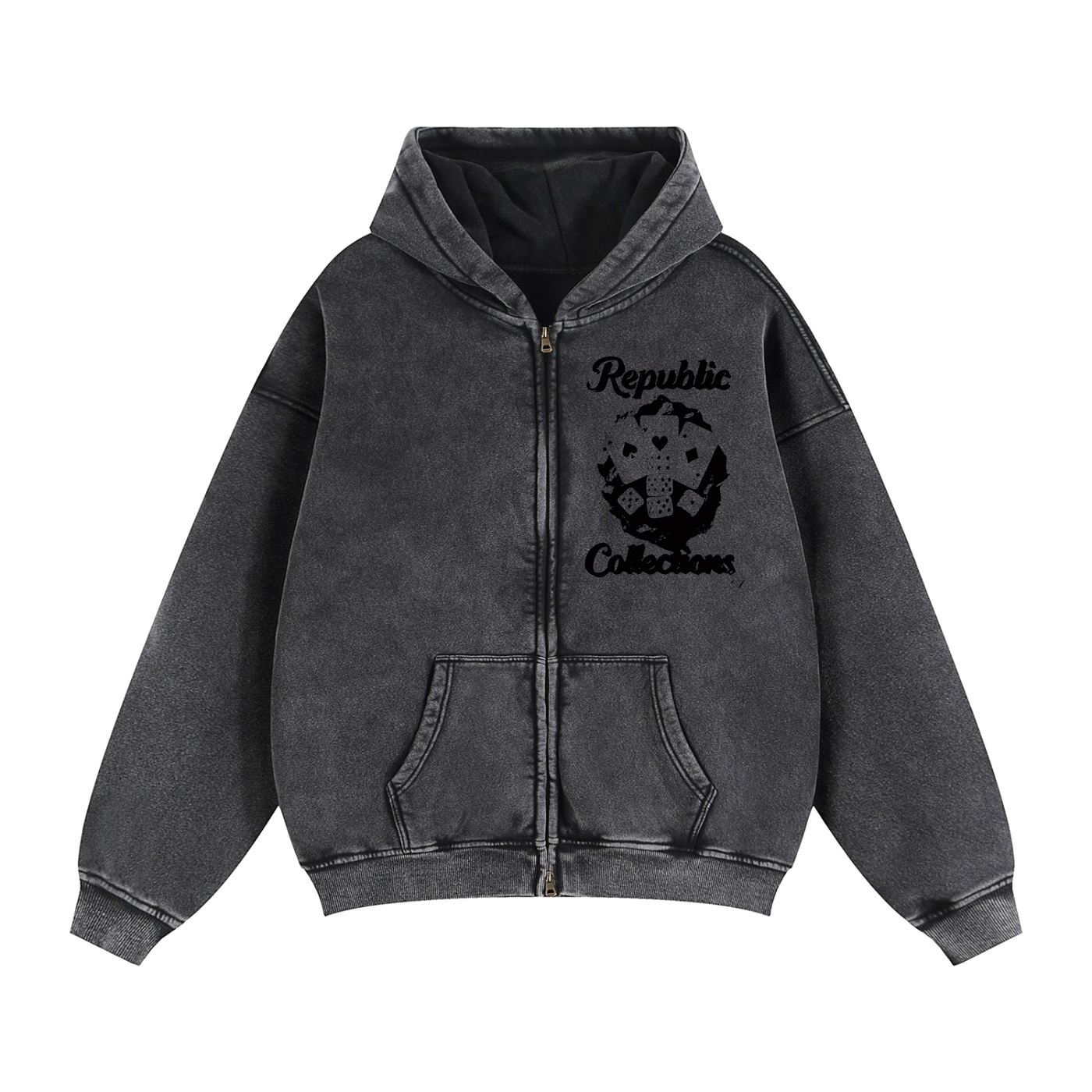 Card Collection Zip Boxy Hoodie