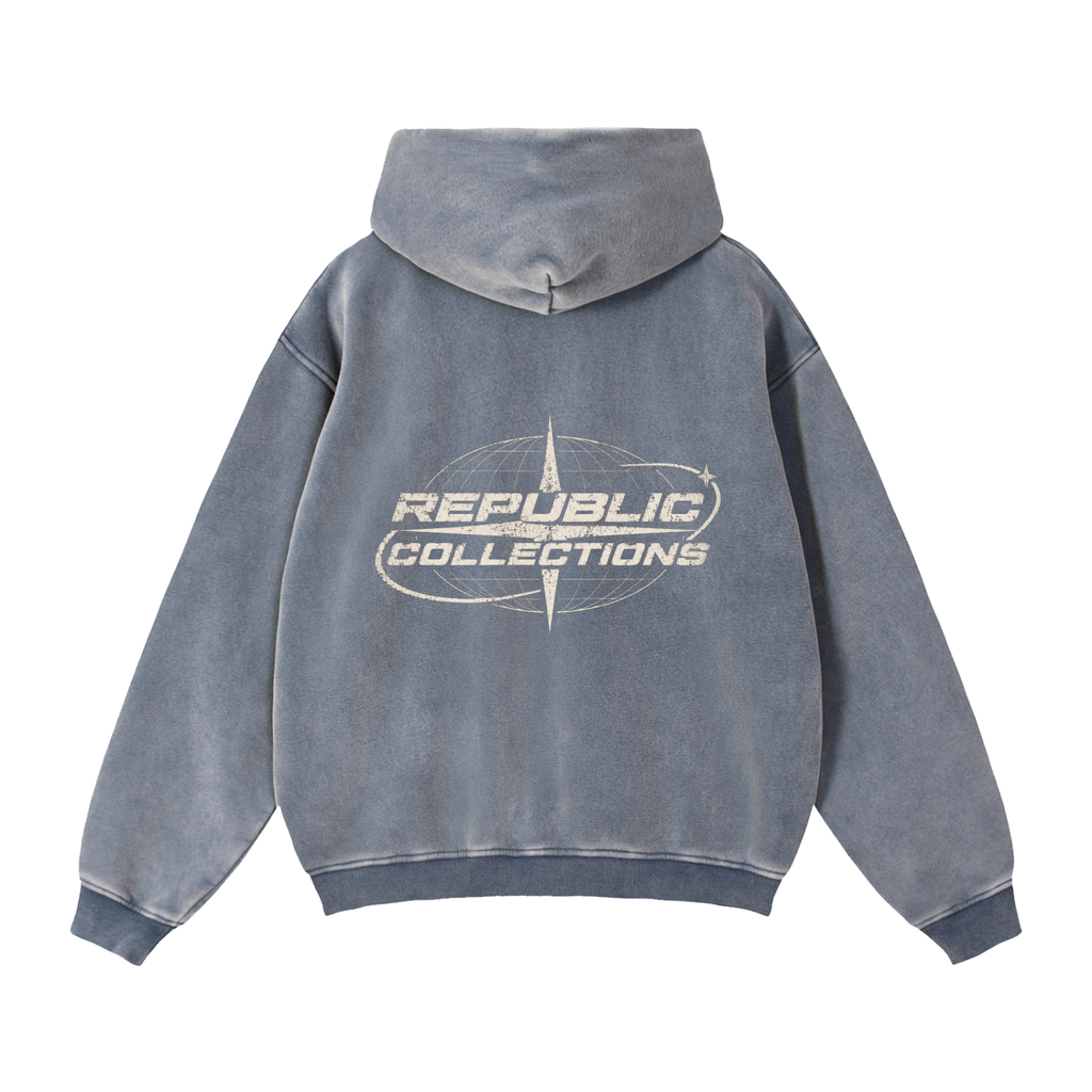Graphic Globe Logo Boxy Zip-Through Hoodie