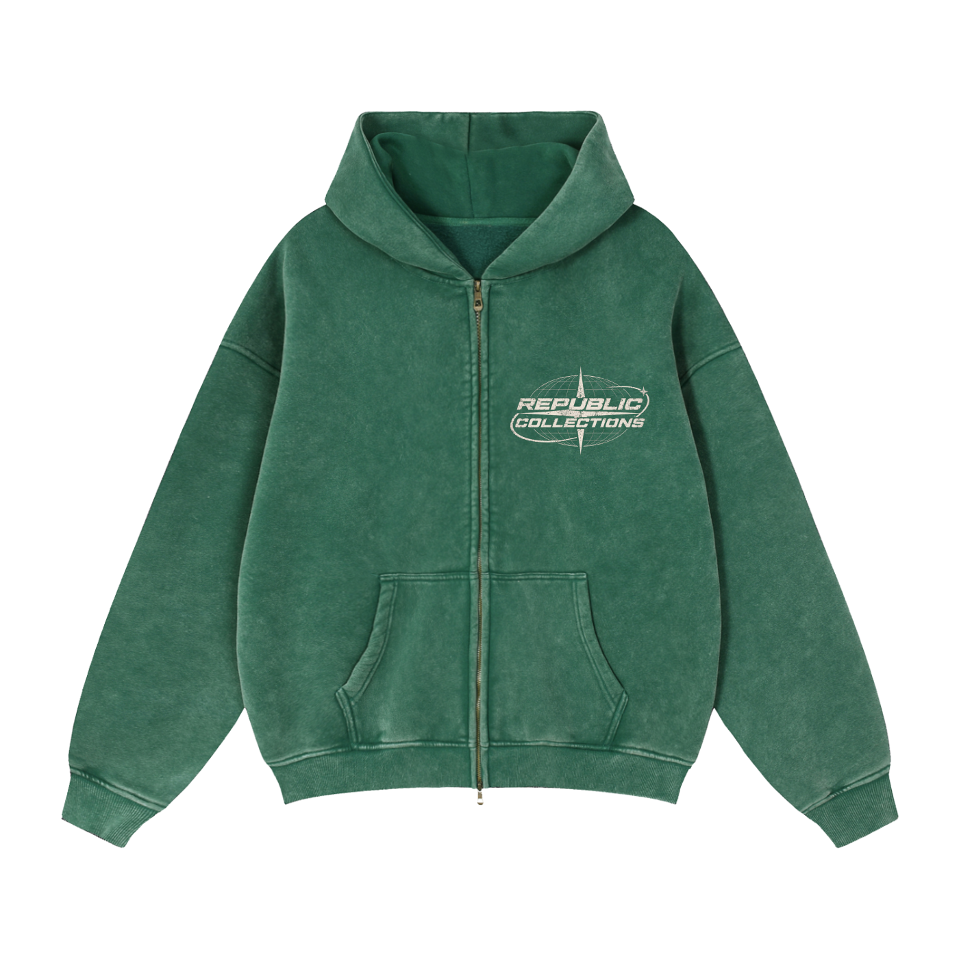 Graphic Globe Logo Boxy Zip-Through Hoodie
